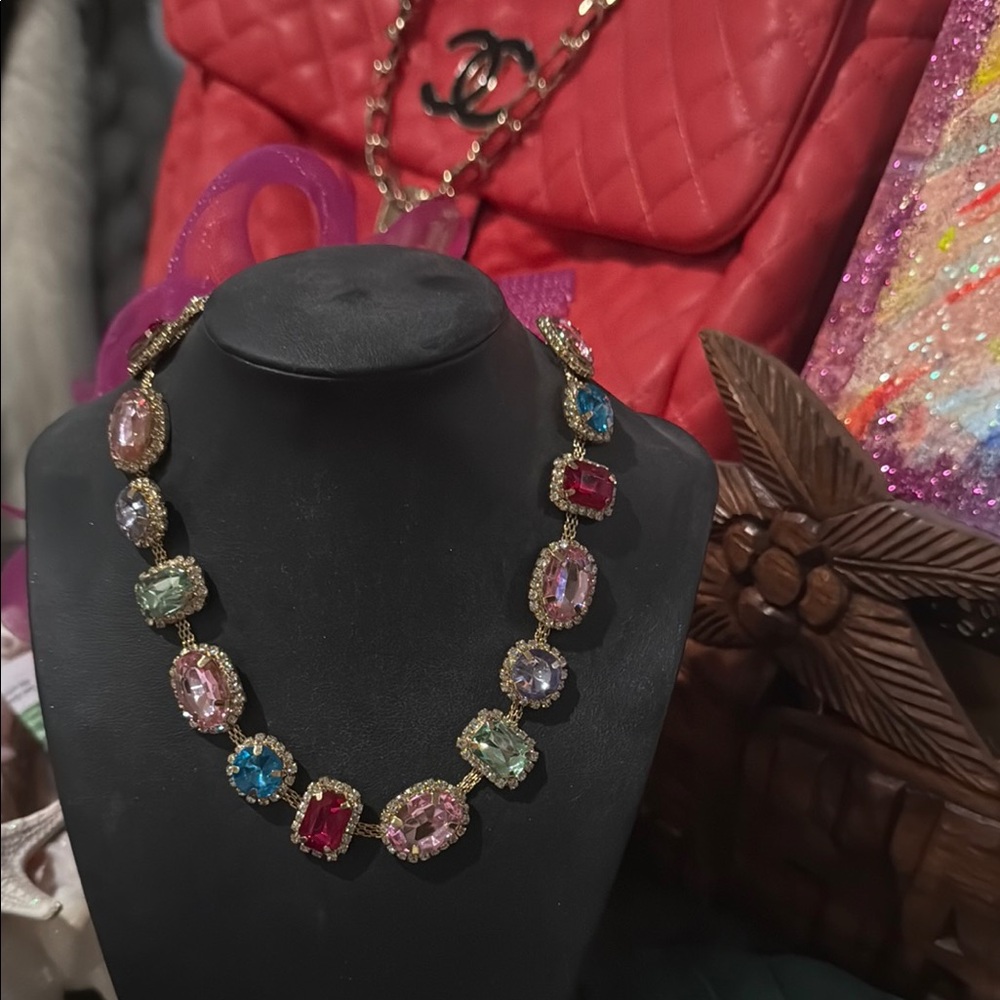 Bohemian Pink and Blue Stone Necklace